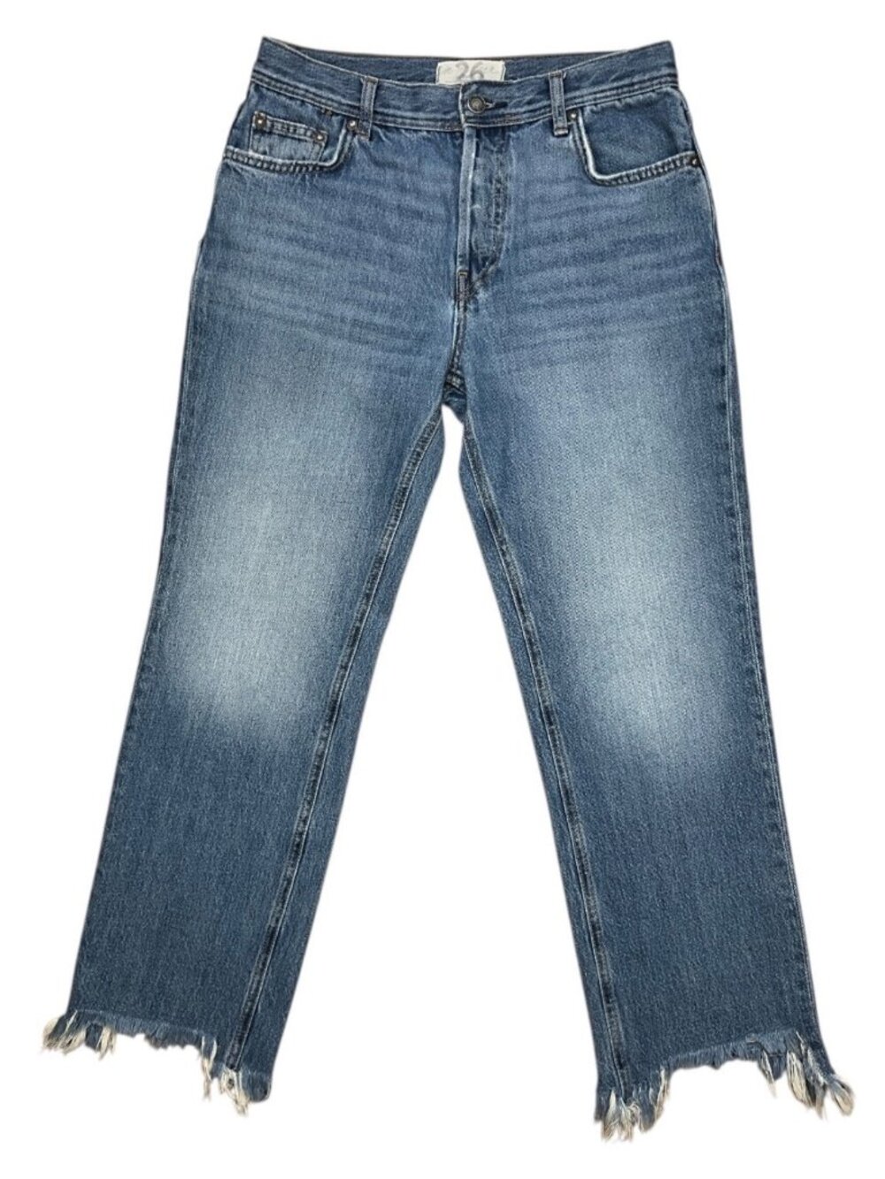 Free People We The Free Maggie Mid Rise Straight Leg Jeans 26 Blue